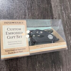 Paper Source Custom Embosser Gift Set Black Silver‎ Personalized Monogram